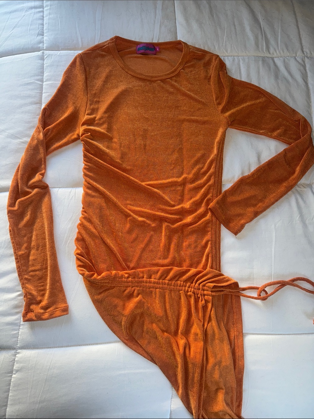 Edikted Bright Orange Ribbed Crew Neck Top